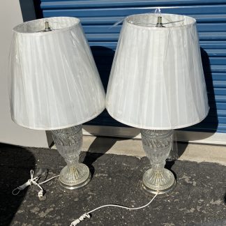 Lot #65 - 2 Crystal Lamps with White Shades