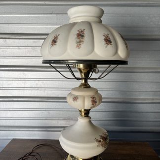 Lot #70 - Tall Vintage Milk Glass Brass Table Lamp