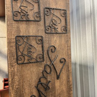 Lot #73 - Live Love Laugh and Faith black metal wall art