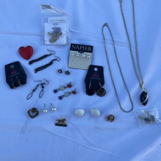 Lot #43 - Jewelry: earrings / necklaces / pins