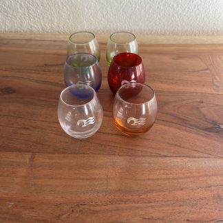 Lot #108 - Princess Cruise Line Roly Poly Logo Jewel Tone Shot Glasses