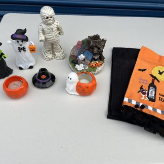 Lot #223 - Halloween candle holders and decor