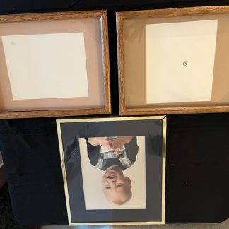 Lot #188 - (3) Frames: (2) Wood Frames / (1) Gold with Blue Mat frame