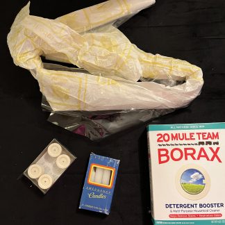 Lot #195 - Candles / Borax / Roll of Plastic