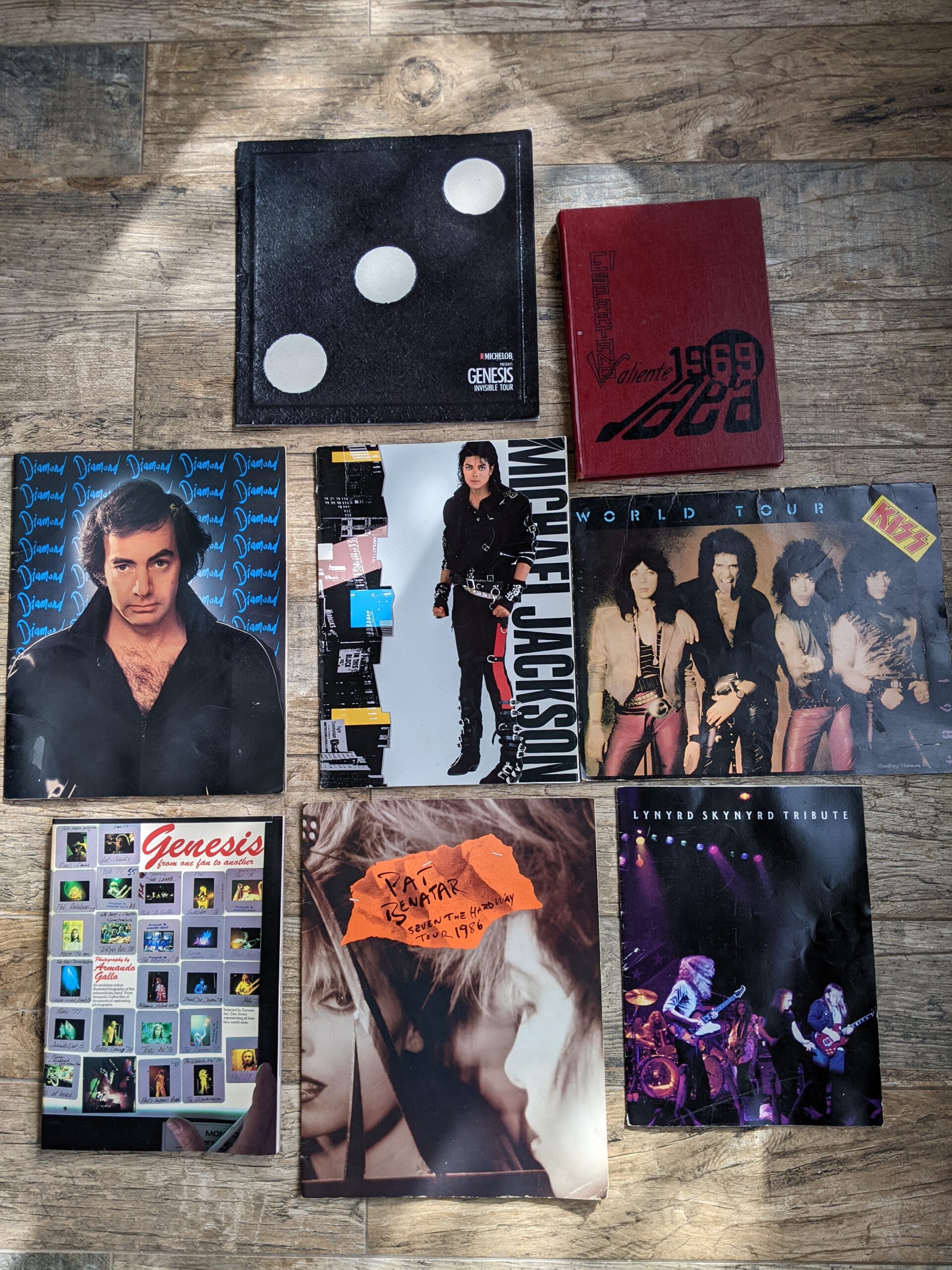 Lot # 16 – Vintage concert Programs & 1969 yearbook. Michael Jackson, Kiss & more