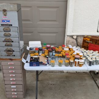 Lot # 23 - Vintage metal File boxes & fishing box. Includes large assortment of hardware, screws, nuts, bolts, hooks, nails & more!
