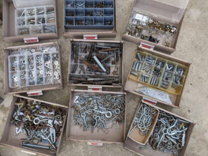 Lot # 23 – Vintage metal File boxes & fishing box. Includes large assortment of hardware, screws, nuts, bolts, hooks, nails & more! - Image 3