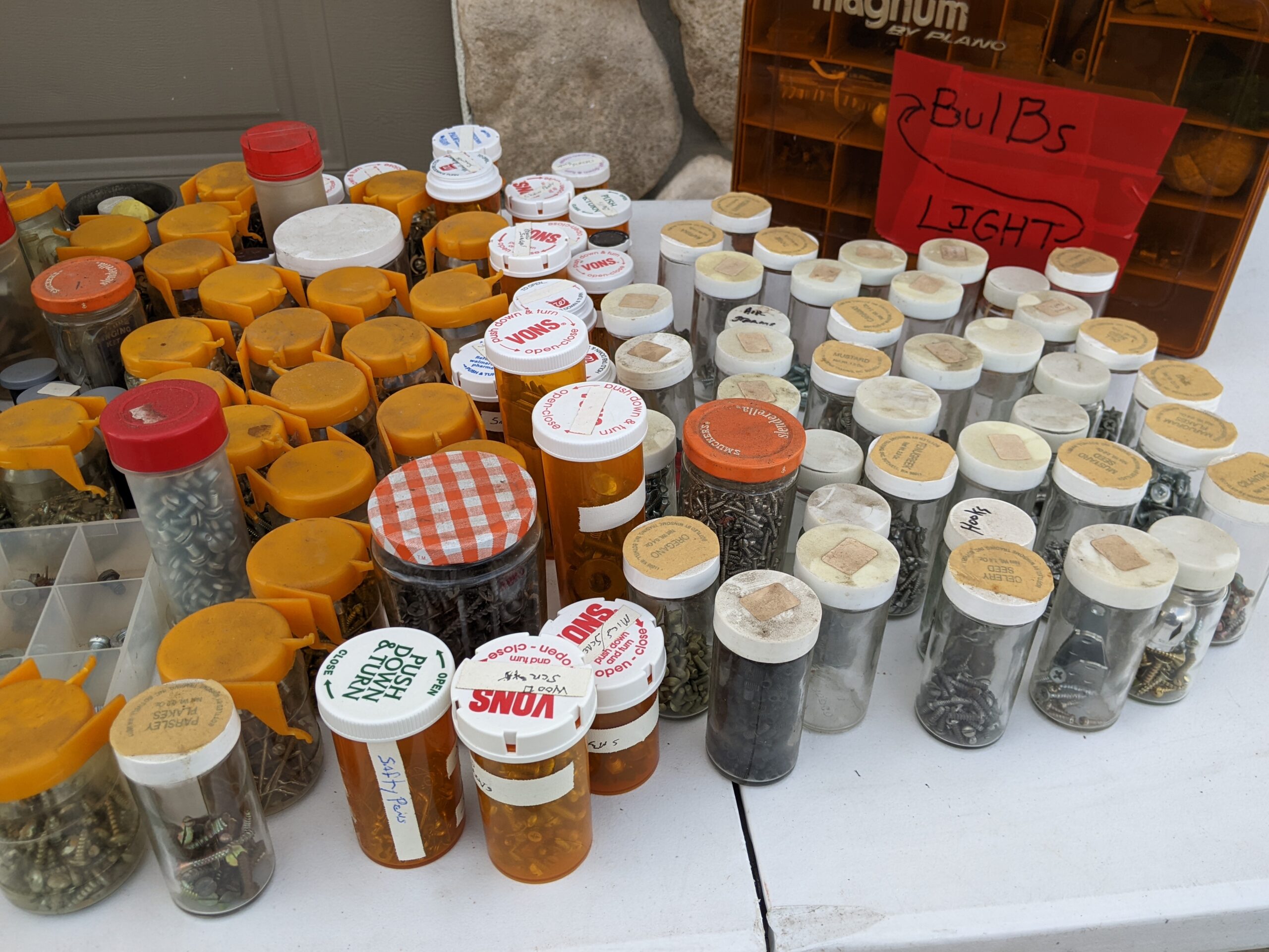 Lot # 23 – Vintage metal File boxes & fishing box. Includes large assortment of hardware, screws, nuts, bolts, hooks, nails & more! - Image 5