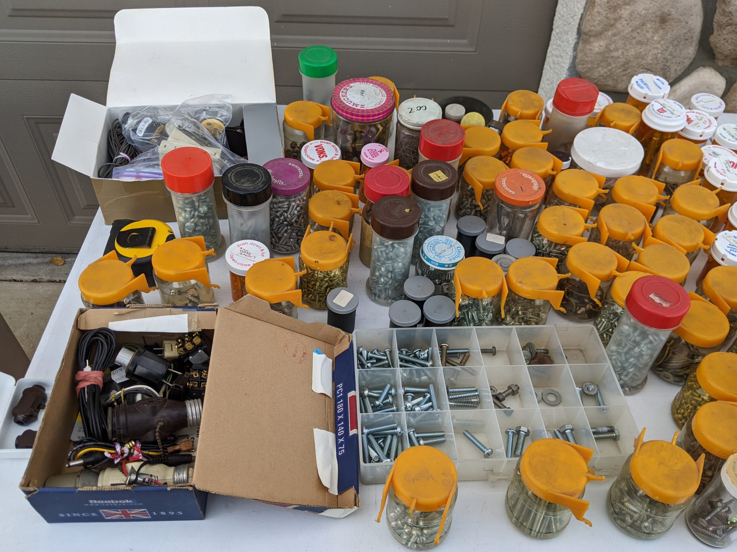 Lot # 23 – Vintage metal File boxes & fishing box. Includes large assortment of hardware, screws, nuts, bolts, hooks, nails & more! - Image 6