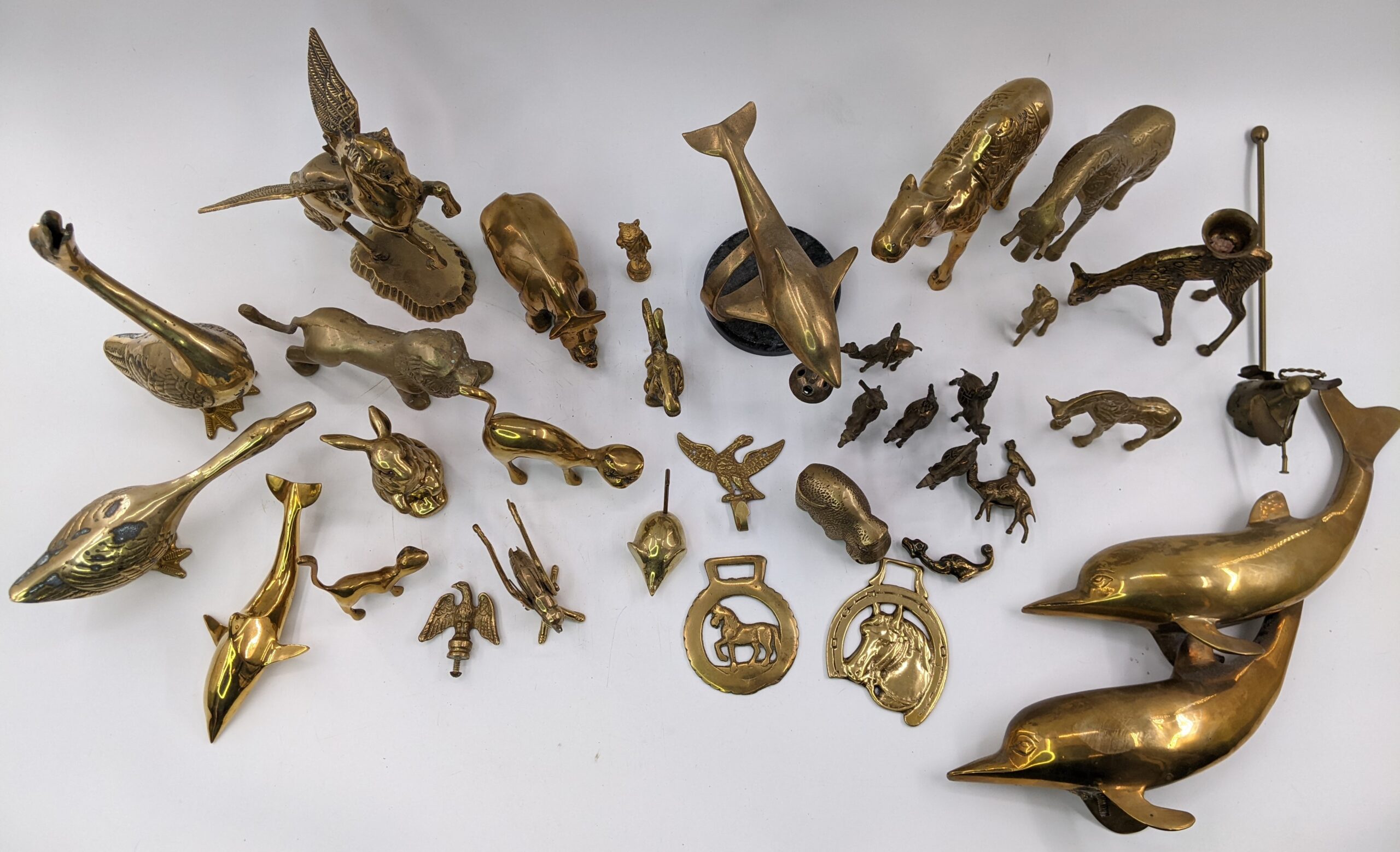 Lot # 44 – Large assortment of heavy brass animal figures