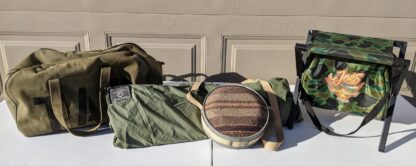 LOT # 63 – VINTAGE ARMY BLANKET, CANTEEN, CAMEL JOE’S SMALL FOLDABLE CHAIR - Image 3