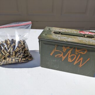 Lot # 58 - Ammunition Box, spent brass shell casings (over 6 lbs.)