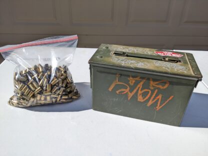 Lot # 58 – Ammunition Box, spent brass shell casings (over 6 lbs.)