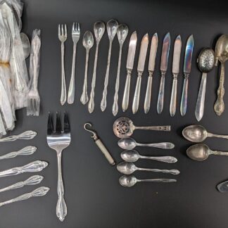 Lot # 56 - New (old stock) silverware, Boy Scout's Camping Flatware Combo, other assorted vintage silverware.