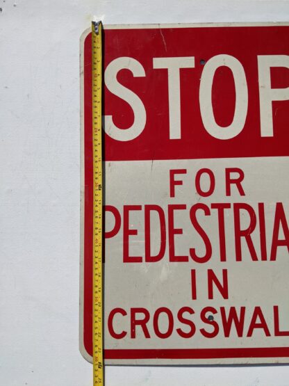 Lot # 49 – retired authentic street sign. Stop for pedestrian. - Image 2