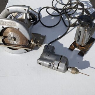 Lot # 52 - Vintage power tools. Hand saw, drill, saber saw