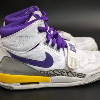 Lot # 10 - Nike Air Jorden Legacy 312 Lakers white and purple, yellow Size 5.5 youth, gently worn with Box