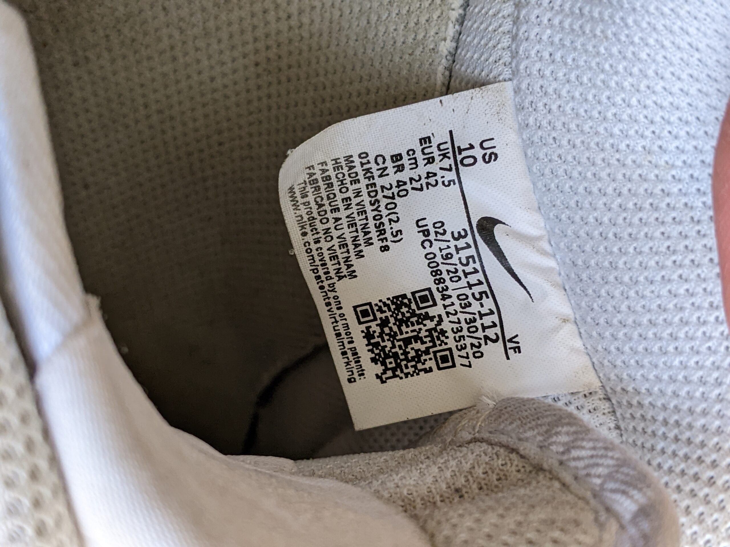 Lot # 27 – Nike Air Force 1 Triple White Womens Size- 10 (Used) - Image 8