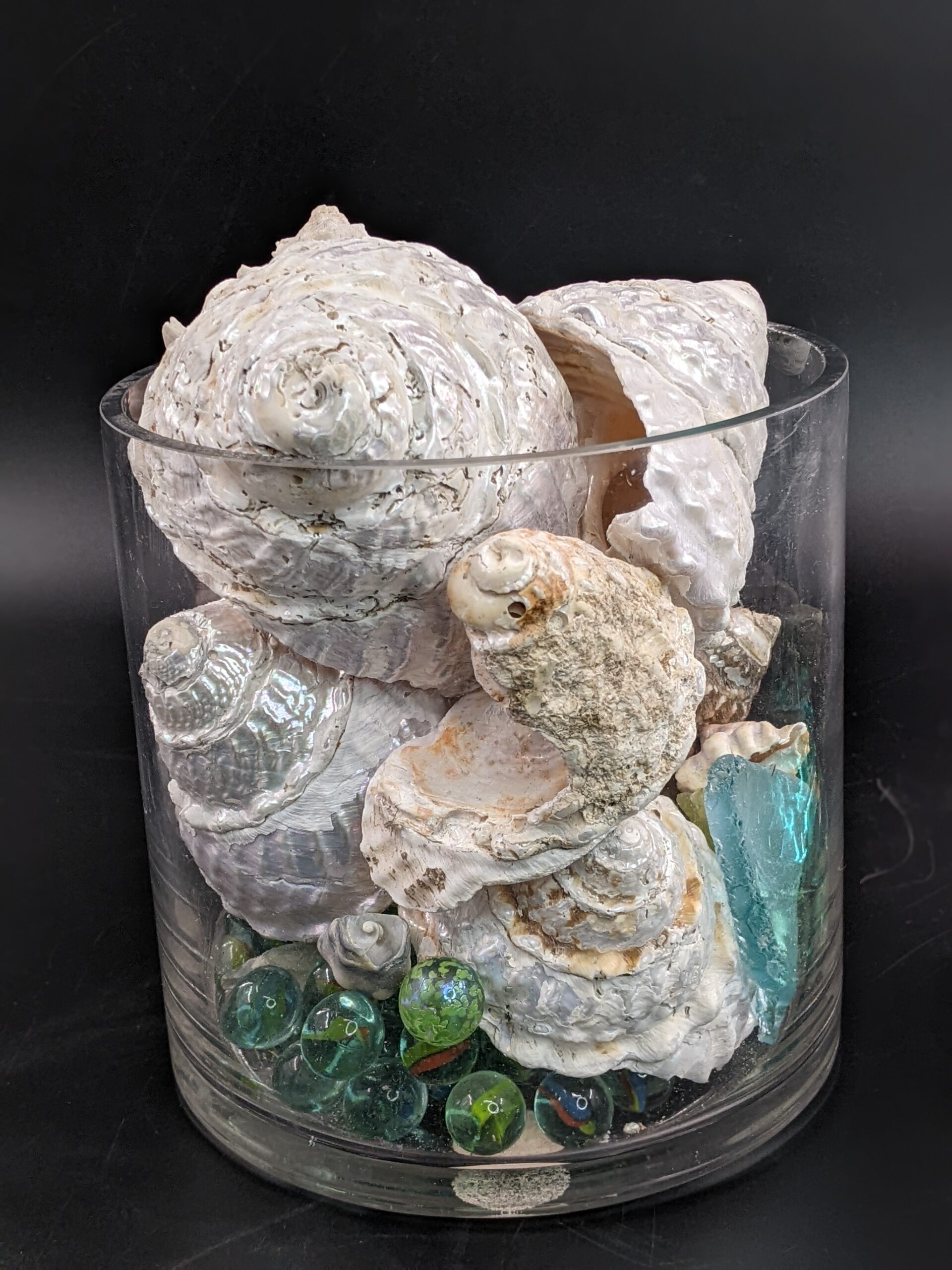 Lot # 68 – Lot of Shells, marbles and Nautical Green Ships Prism Pyramid with glass base - Image 2