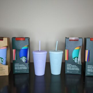 Lot # 77 - Starbucks lot of NEW tumblers (Diamond Studded matte Lavender & Matcha Green) (4 packs of color changing tumblers 5 in each)