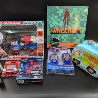 Lot # 79 - Toy Lot Mario, Minecraft, Fortnite, Scooby-doo, walkie talkies ALL NEW