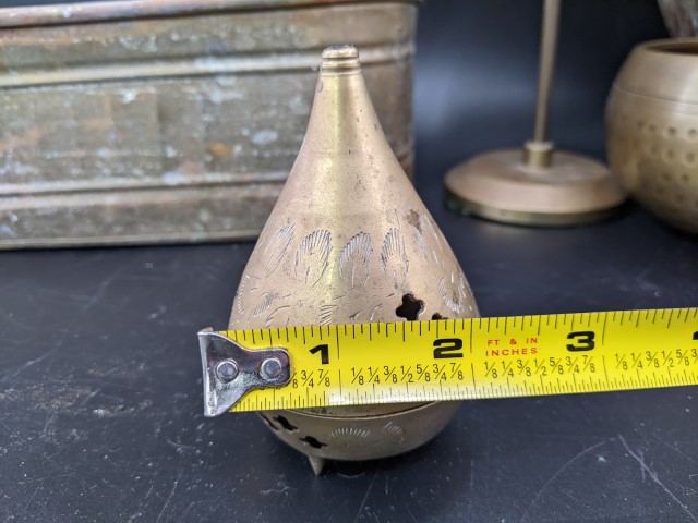 Lot # 114 – Misc Lot – Planter, Pot, Brass items, Egyptian Brass plate, Guadalajara brass and emamel Aztec plate, and more! - Image 16