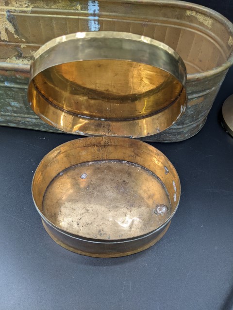 Lot # 114 – Misc Lot – Planter, Pot, Brass items, Egyptian Brass plate, Guadalajara brass and emamel Aztec plate, and more! - Image 18