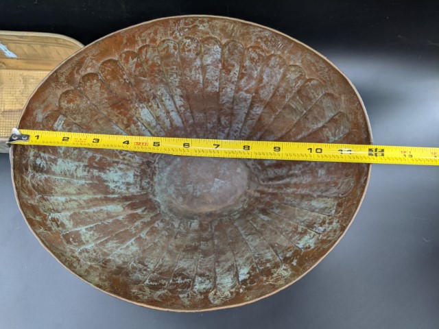 Lot # 114 – Misc Lot – Planter, Pot, Brass items, Egyptian Brass plate, Guadalajara brass and emamel Aztec plate, and more! - Image 26