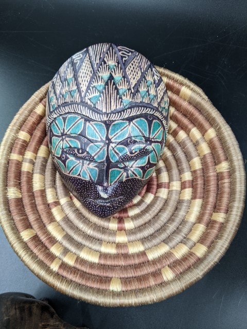 Lot # 146 – Vintage elephant brazier, beautiful handcrafted wooden mask, brass box, copper pot and more!! (8 pieces) - Image 4