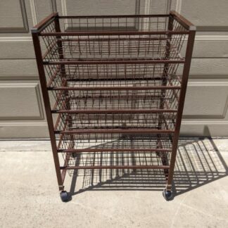 Lot # 149 - Rolling metal basket shelves.