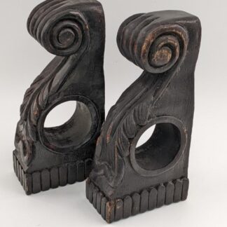 Lot # 153 - 2 Vintage Wooden Drapery Sconces.