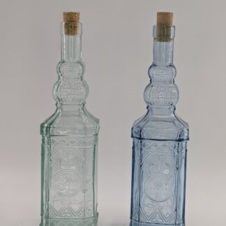 Lot # 167 - Ornate Recycled Glass Bottles with Corks