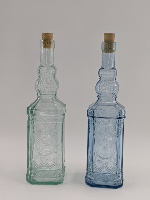 Lot # 167 – Ornate Recycled Glass Bottles with Corks