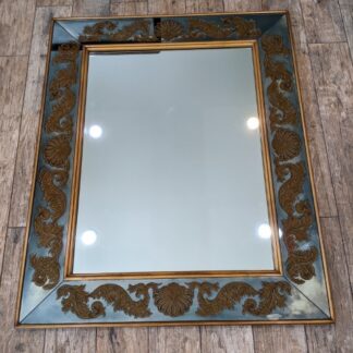 Lot # 12 -  Beautiful Large Beveled Mirror with Greek Leaf Scrolling in Antique Gold 36 x 44