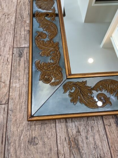 Lot # 12 –  Beautiful Large Beveled Mirror with Greek Leaf Scrolling in Antique Gold 36 x 44 - Image 5