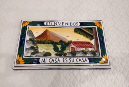Lot # 53 – Mexican Pottery Hand Painted Mi Casa Es Su Casa Ceramic Sign Signed by Artist - Image 8