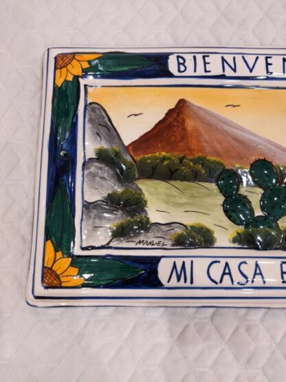 Lot # 53 – Mexican Pottery Hand Painted Mi Casa Es Su Casa Ceramic Sign Signed by Artist - Image 3
