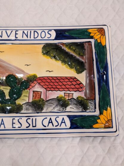 Lot # 53 – Mexican Pottery Hand Painted Mi Casa Es Su Casa Ceramic Sign Signed by Artist - Image 4