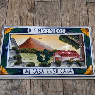 Lot # 53 - Mexican Pottery Hand Painted Mi Casa Es Su Casa Ceramic Sign Signed by Artist