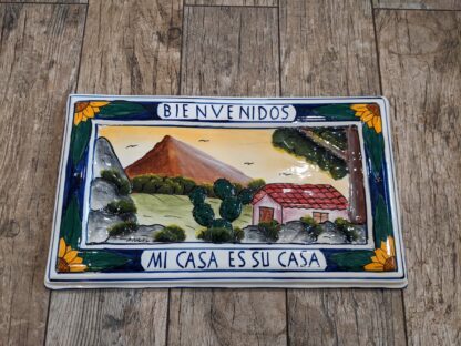 Lot # 53 – Mexican Pottery Hand Painted Mi Casa Es Su Casa Ceramic Sign Signed by Artist