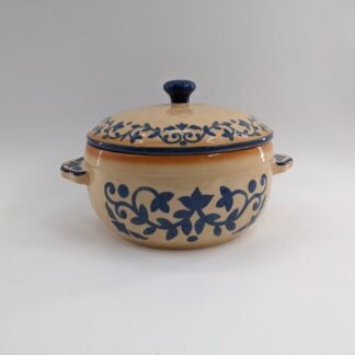 Lot # 57 - LIDIA BASTIANICH HAND PAINTED COVERED CASSEROLE STONEWARE